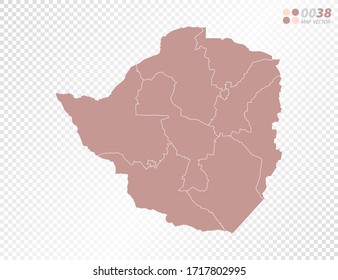Transparent vector map of Zimbabwe