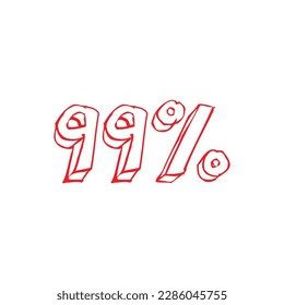 Transparent vector of a number percentage. Isolated percentage doodle.