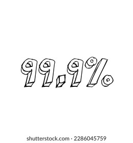 Transparent vector of a number percentage. Isolated percentage doodle.