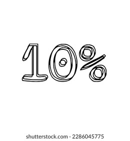 Transparent vector of a number percentage. Isolated percentage doodle.