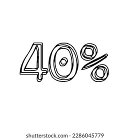 Transparent vector of a number percentage. Isolated percentage doodle.