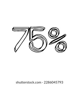 Transparent vector of a number percentage. Isolated percentage doodle.