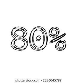 Transparent vector of a number percentage. Isolated percentage doodle.