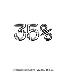 Transparent vector of a number percentage. Isolated percentage doodle.