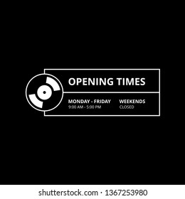 Transparent Vector Opening Time Hours Window Sticker Record Shop, Music store