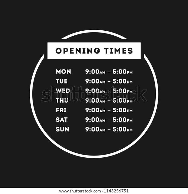 Transparent Vector Opening Time Hours Window\
Sticker Retail