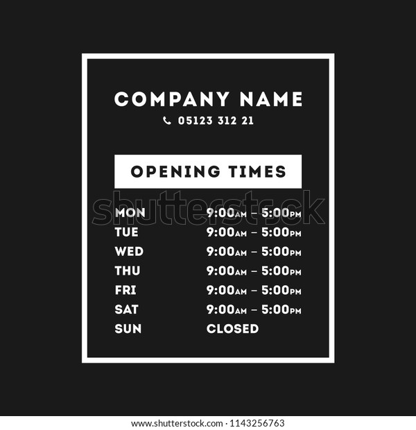 Transparent Vector Opening Time Hours Window\
Sticker Retail