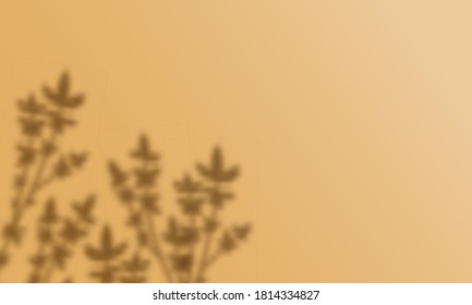 Transparent vector overlay floral shadow on trendy honey dijon color background. Gradient mesh mock up vector template