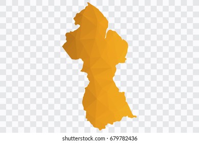 Transparent - Vector polygon gold map of Guyana,Vector illustration eps 10.
