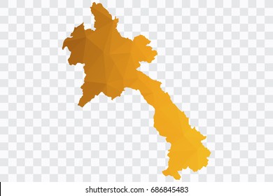 Transparent - Vector polygon gold map of Laos,Vector illustration eps 10.