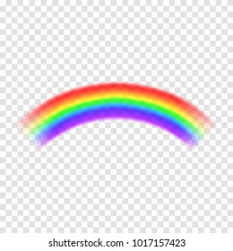 Transparent vector rainbow isolated on background. Rainbow in arch shape. Fantasy concept, symbol of nature, rain and sky