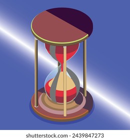 Transparent vector sand clock on blue background