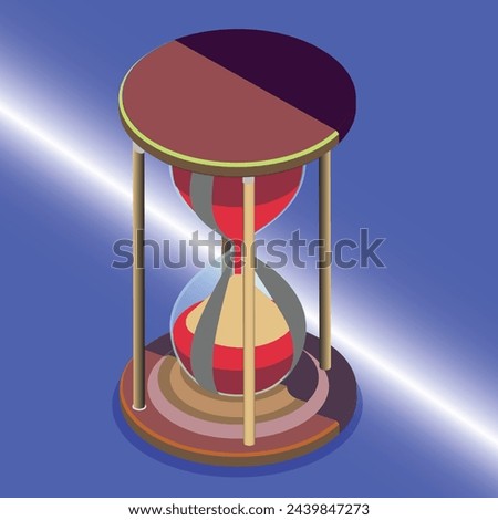 Transparent vector sand clock on blue background