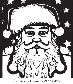 Transparent vector of the Santa Claus isolated black and white portrait
