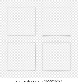 Transparent vector square frames with shadow effect. Realistic 4 shadow box frames set. It can be used as cards frames, banners and design elements for advertising and your other own projects. Eps 10.