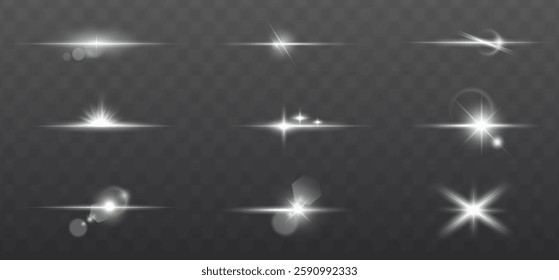 transparent vector sunlight effect with lens flares, sunrays, and smooth light transitions. Ideal for overlays, glare effects, light leaks, and enhancing designs with a natural sun glow. PNG format in