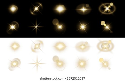 transparent vector sunlight effect with lens flares, sunrays, and smooth light transitions. Perfect for overlays, glare effects, light leaks, and enhancing designs with a natural sun glow. PNG