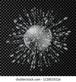 Transparent vector water splash in a circle, the explosion on a transparent background.
