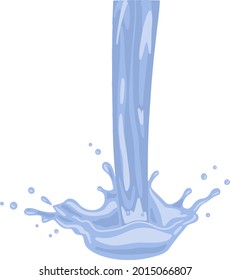Transparent vector water splash and flowing stream on light background. Purified mineral water pouring advertising, package, promo, web design.