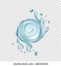 Transparent vector water splash on light background