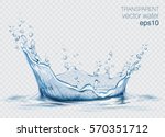 Transparent vector water splash and wave on light background