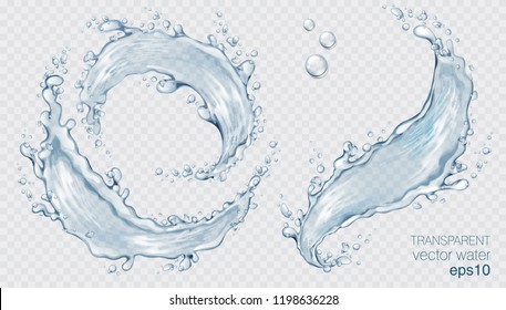 Transparent vector water splash and wave on light background - Shutterstock ID 1198636228