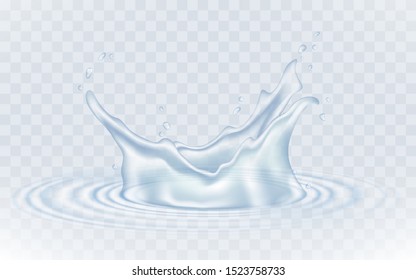 Transparent vector water splash and wave on transparent background