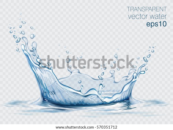 Transparent vector water splash and wave on\
light background