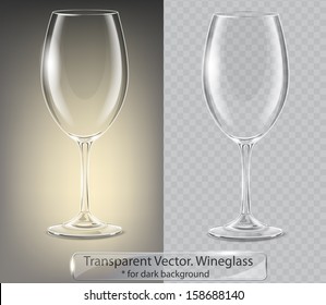 Transparent vector wineglass for dark background