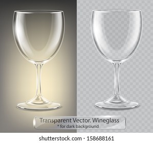 Transparent vector wineglass for dark background