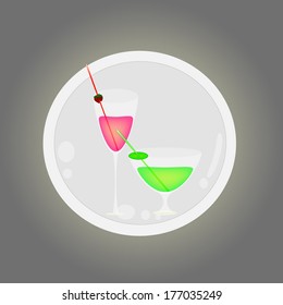 Transparent vector wineglass. For dark background