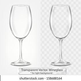 Transparent vector wineglass for light background