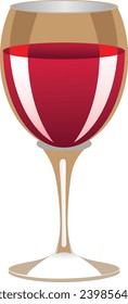 Transparent vector wineglass with red  yellow wine.