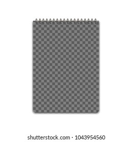Transparent vertical spiral notebook mockup for branding isolated on white