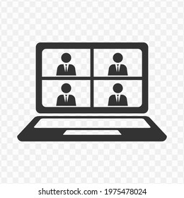 Transparent virtual meeting icon , vector illustration of an virtual meeting icon in dark color and transparent background