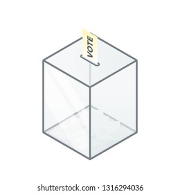 Icono isométrico del cuadro de votación transparente. Imagen de cliente aislada en fondo blanco