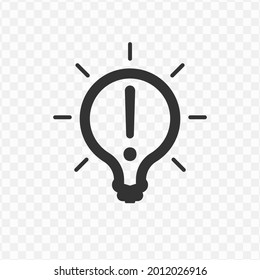 Transparent Warning light bulb icon png, vector illustration of an Warning light bulb icon in dark color and transparent background(png)