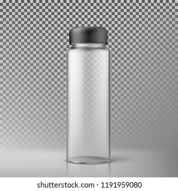 Transparent water bottle. Vector Illusion