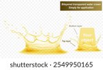 Transparent water crown consist of two layers: front and back. Splash of water in yellow colors, isolated on transparent background. Transparency only in vector file