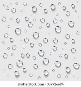 Transparent water drop background vector, water dew condensation rain dew