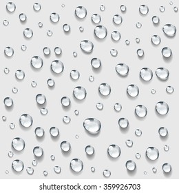 Transparent water drop background vector, water dew condensation rain dew