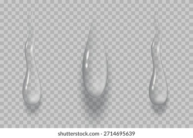 Elementos transparentes de gota de agua con sombras suaves.