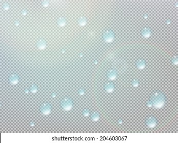 Transparent water drop on gray grid. plus EPS10 vector file