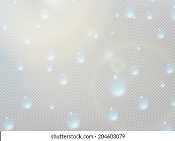 Transparent water drop on gray grid. plus EPS10 vector file