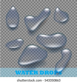 Transparent water drop on  gray background