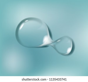 Transparent water drop on light isolated.