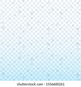 Transparent water drop on light gray background. Vector illustration