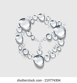 Transparent water drop vector, peace sign icon , peaceful and safety sign background, circle