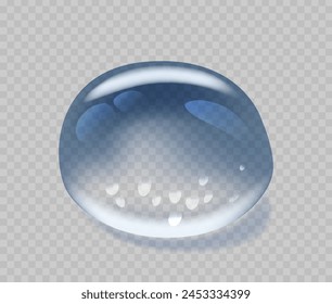 Transparent Water Droplet, Dew Or Tear 3d Vector Graphic Element, Representing Isolated Aqua Bubble Or Droplet