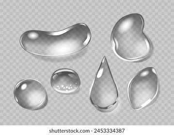 Transparent Water Droplets, Dews Or Tears Rendered As Isolated 3d Vector Realistic Graphics. Aqua Bubbles Or Droplets